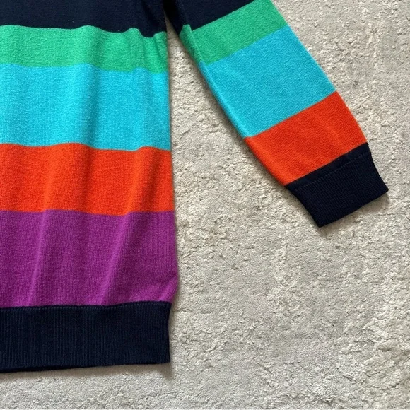 Ralph Lauren Chaps Striped Knit 3/4 Sleeve Rainbow Pullover Sweater Size Medium - Picture 6 of 10
